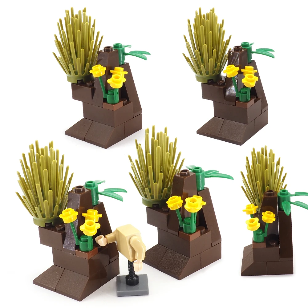 

Landscape Mountain Flowers Building Block Moc Figures Assembly Furnishings Field Grass Model Child Christmas Gifts Creator Toys
