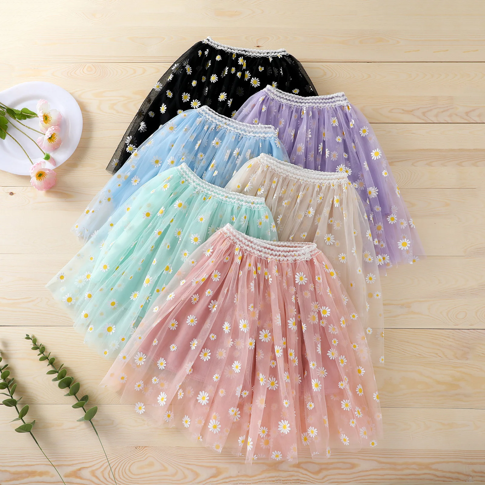 

Emmababy Toddler Girls Midi Tulle Skirt, Cute Daisy Print Elastic Waist 3-Layer Tutu Skirts