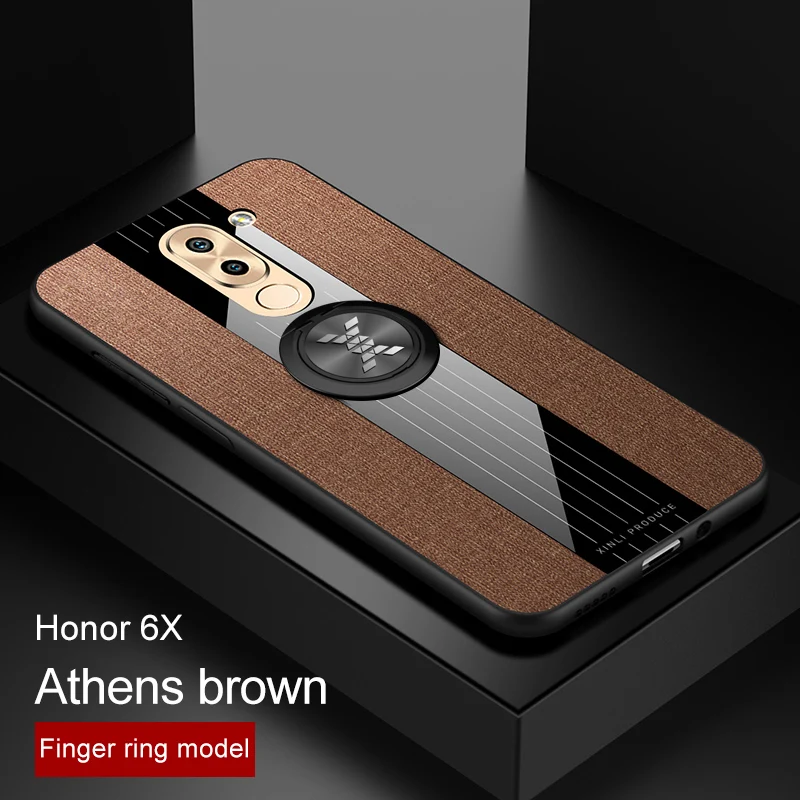 Для huawei honor 8X 7X 6X чехол Роскошный Жесткий тканевый с кольцом магнитный штатив тонкий защитный чехол для huawei honor 8X max honor 7x