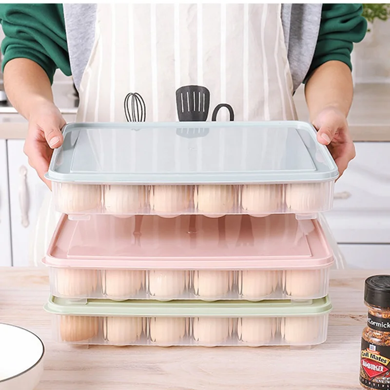 24 Сетки пластиковый контейнер для яиц чехол холодильника свежие ящики хранения