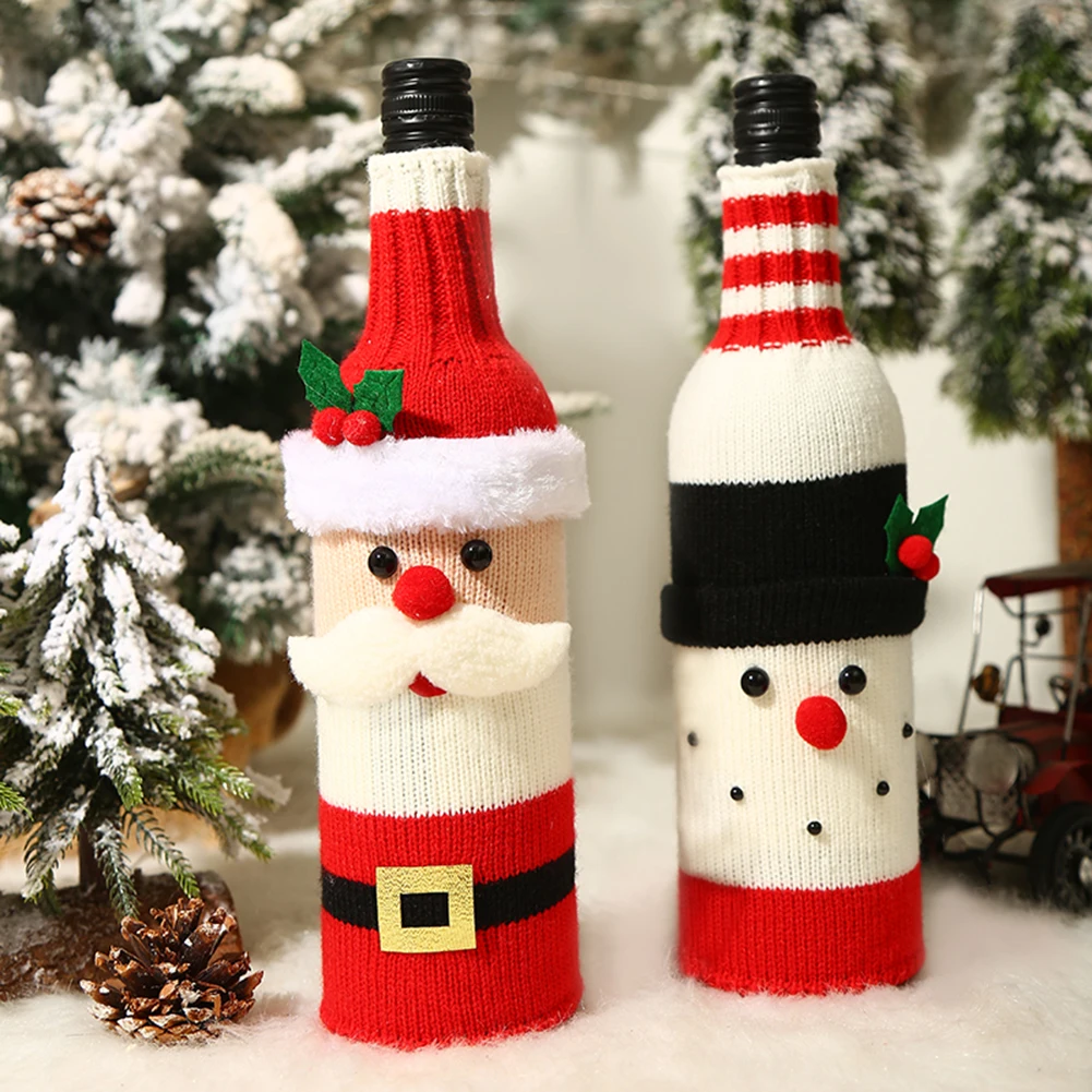 

Christmas Wine Bottle Cover Christmas Decoration 3D Merry Christmas Champagne Bottle Cover Navidad Gift Home Party New Year 2022