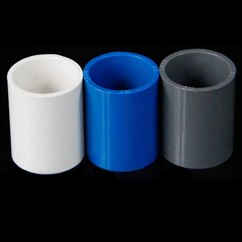 

PVC Water Supply Pipe Fittings Equal Straight Connector Socket Solvent Weld Joint 20 25 32 40 50 63 75 90 110mm White Gray Blue