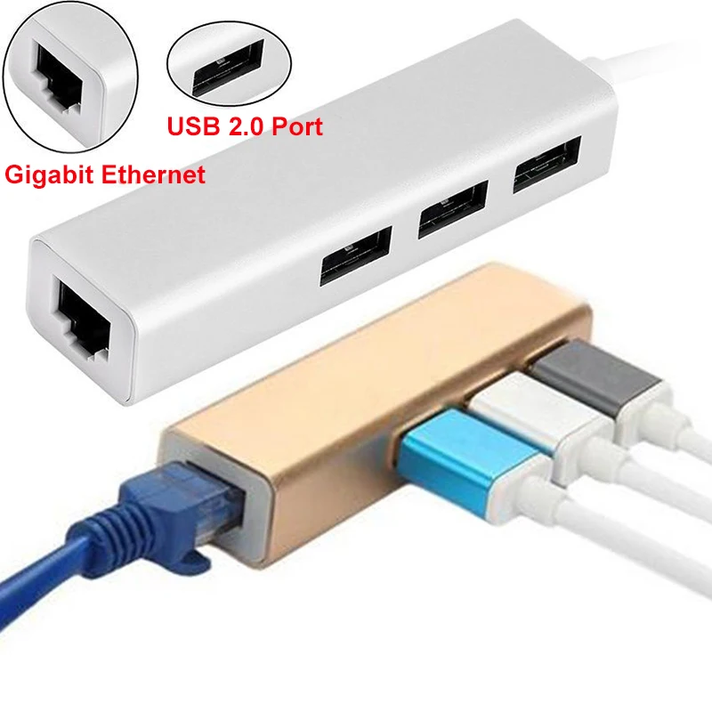 Многофункциональный USB 2 0 концентратор RJ45 Plug and Play портативный для ноутбука ПК