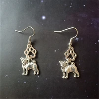 pug earrings dog earrings silver color paw print earrings animal earrings pug charm little earrings puppy jewelry