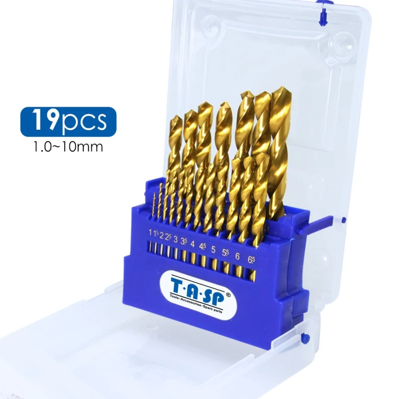 19 шт. набор спиральных Сверл из быстрорежущей стали с титановым покрытием 1 5 10