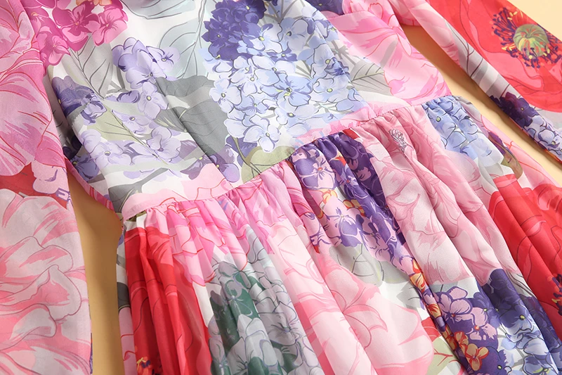 

MIUXIMAO High Quality 2020 Runway Designer Spring Dress Colourful Flower Elegant Casual beach dress Long Dress Women vestidos