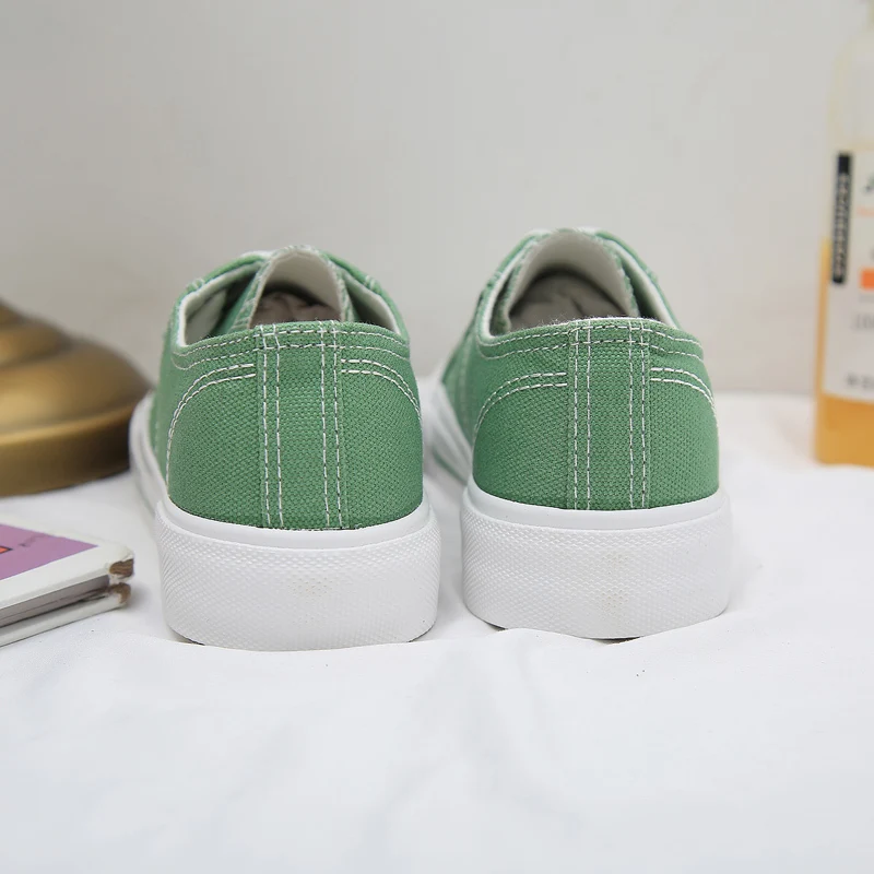yellow canvas sneakers women flats shoes vulcanized solid low top casual green | Обувь