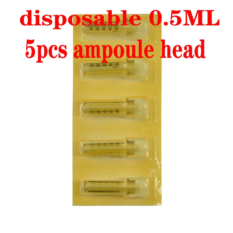 0.5ml 5pcs head Стерильный распылитель, гиалуроновая ручка, 0,5 мл, устройство для ухода за лицом, гиалуроновая ручка для регулировки, против морщин, для подтяжки губ, высокое давление - Габаритные размеры: 0.5ml 5pcs head