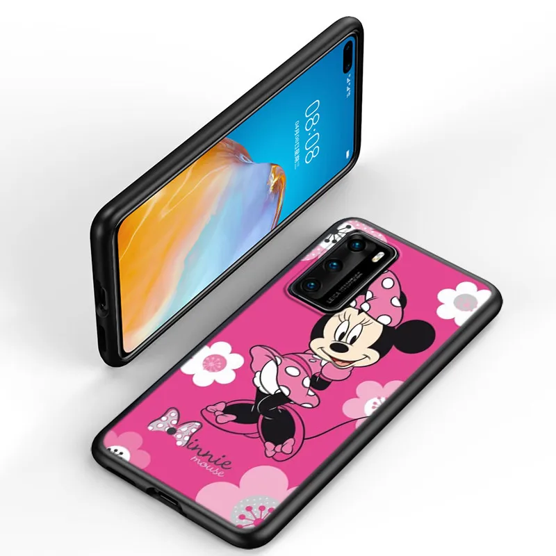 minnie mouse silicone cover for huawei p40 p30 p20 pro p10 p9 p8 lite e plus 2019 2017 5g black phone case free global shipping