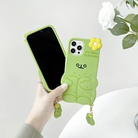 soft silicone cute cartoon lazy cactus phone case for iphone 12 11pro max xr xs max 6 6s 7 8 plus back cover funda coque pendant