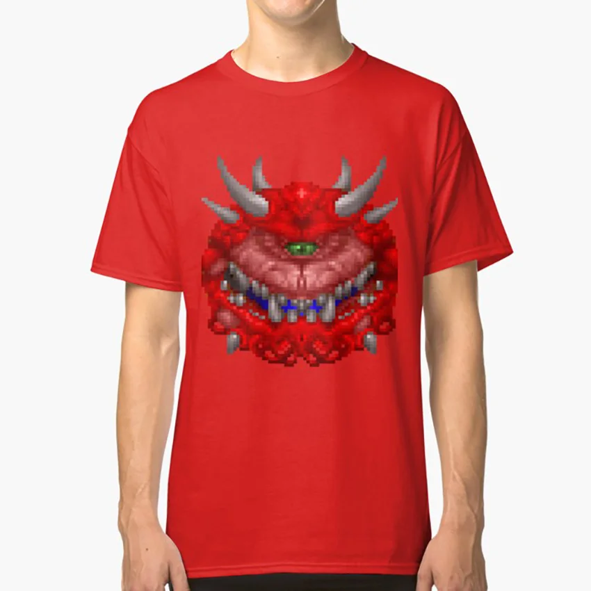 Красный DOOM Cacodemon 1993 шт. FPS футболка doom PC id gaming gamer hell 90s cacodemon - Цвет: Красный