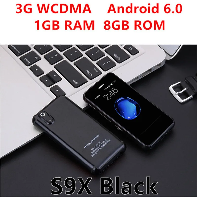S9X Black 8GB Маленький смартфон Melrose S9P ультратонкий мини мобильный телефон MT6580A/X четырехъядерный 1 ГБ 8 ГБ Android 6,0 мобильный телефон S9 PLUS S9X - Цвет: S9X Black 8GB