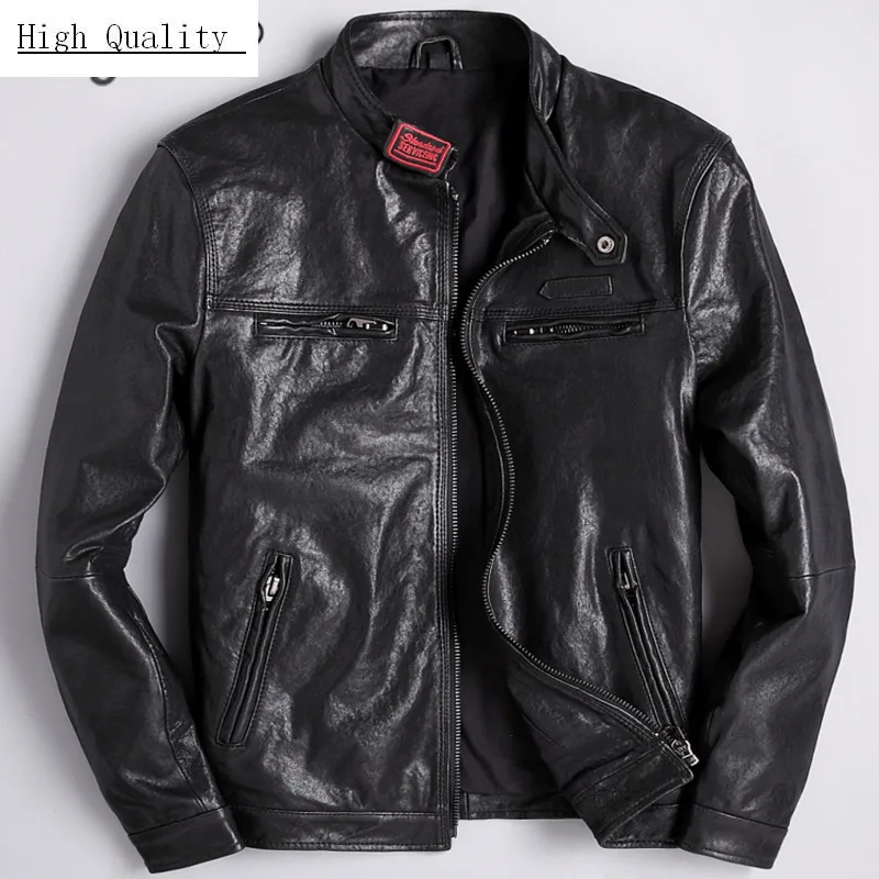 

Модная куртка из натуральной кожи, мужская одежда 2020, уличная одежда, мужское осеннее пальто из овчины, повседневные приталенные мотоциклет...