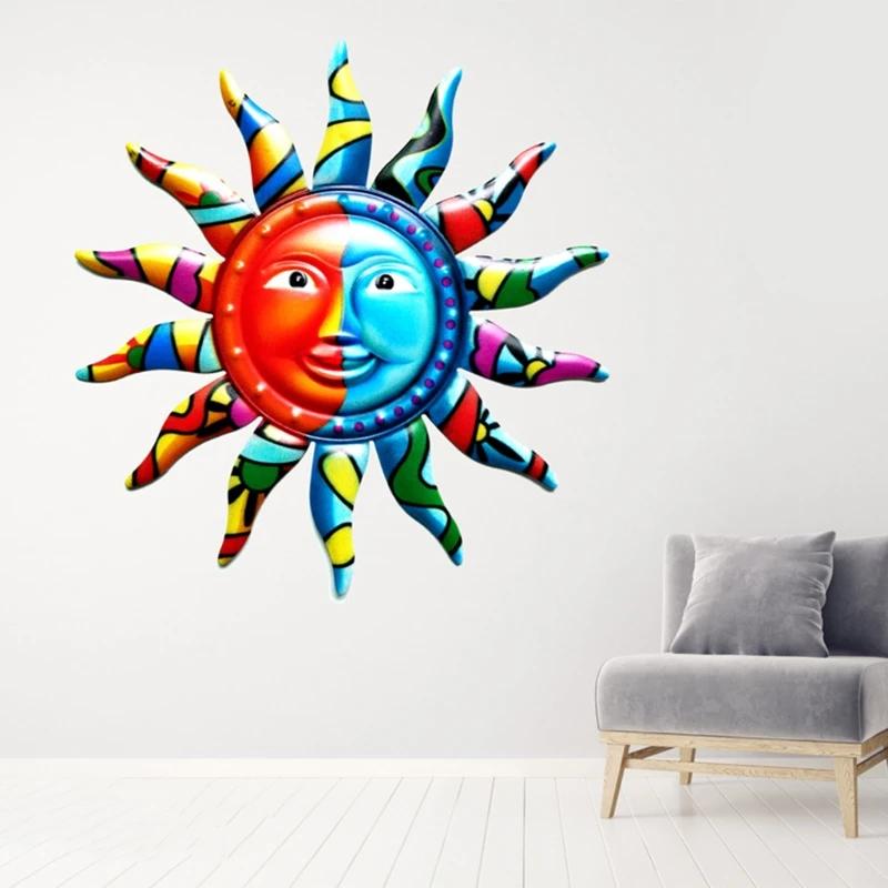 

12.8 Inch Metal Sun Wall Art Decoration Hanging for Indoor Outdoor Home Garden Patio Ornaments Miniatures Statues