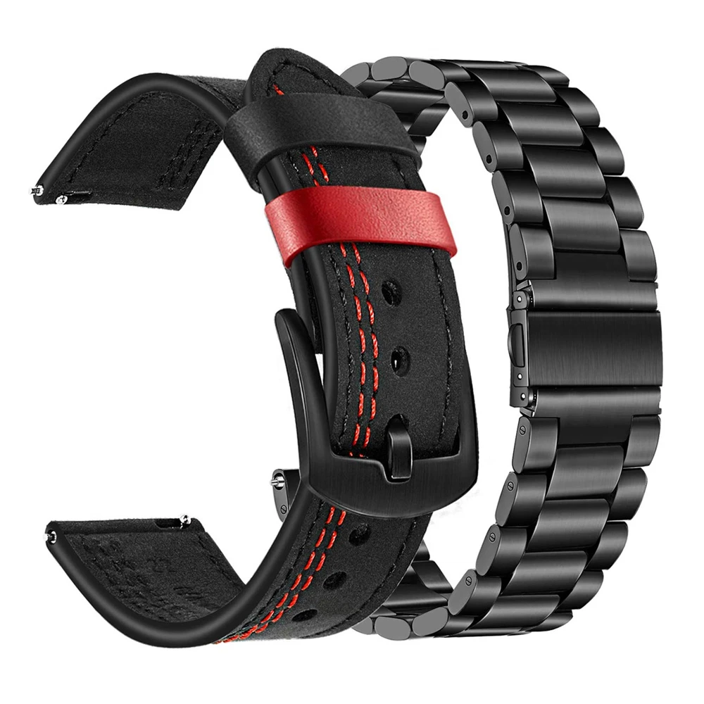 18MM 20MM 22MM Strap For Ticwatch Pro 2020/Pro 3 GPS/E2/S2 Smart Watch Band Leather Straps For TicWatch E Tic Watch 2 C2 Correa