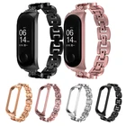 Браслет из нержавеющей стали со стразами для Xiaomi Mi Band 3 4, сменный ремешок для наручных часов Miband 3 4