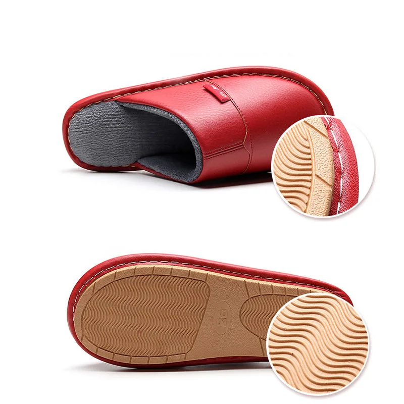 big size 45 46 home leather slippers mens winter flats house couples concise shoes man velvet slippers free global shipping