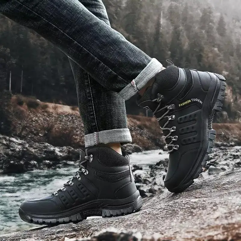 Зимние теплые мужские ботинки для снега модные уличные походные кроссовки