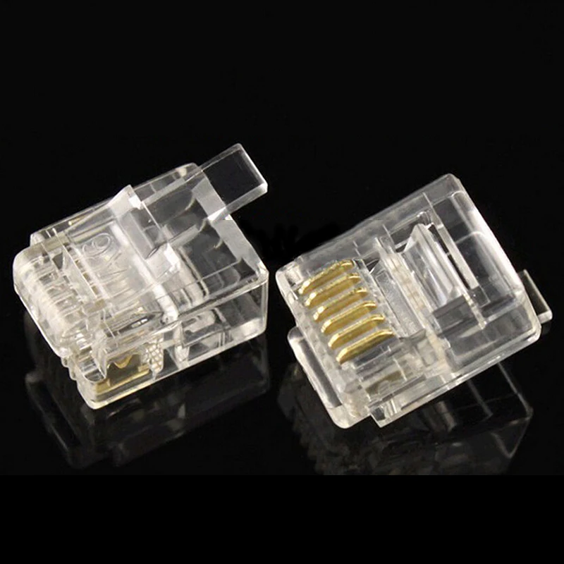 ZLinKJ 100 шт. 6P6C RJ12 кристальная головка модульный разъем позолоченный сетевой для