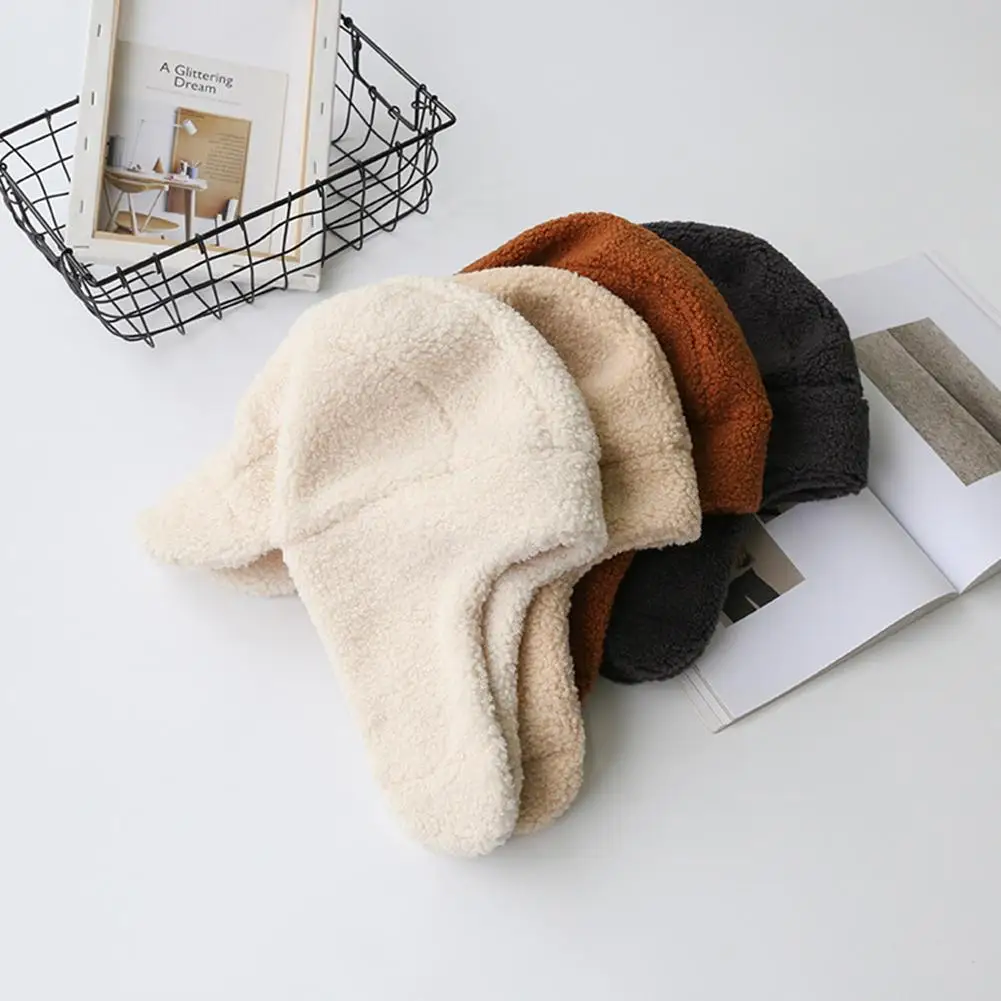MISSKY Women Hats Korean Style All Matching Thickened Baseball Cap Cute Ear Protection Plush Warm Hat For Autumn Winter