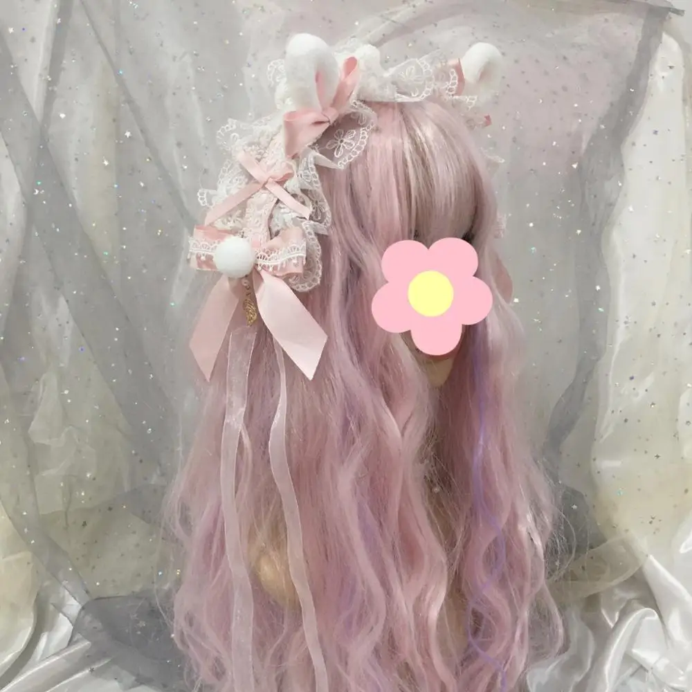 Японская Лолита сладкое мохнатое кроличье ушко Клип Мягкая сестра KC аксессуары для волос головной убор волос кольцо украшения ручной работы Косплей