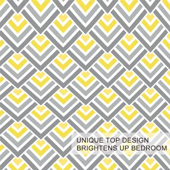 BlessLiving Geometric Bedding Set Yellow White Grey Duvet Cover Striped Bed Set King Size Modern Bedspread Cozy Home Decoration 3