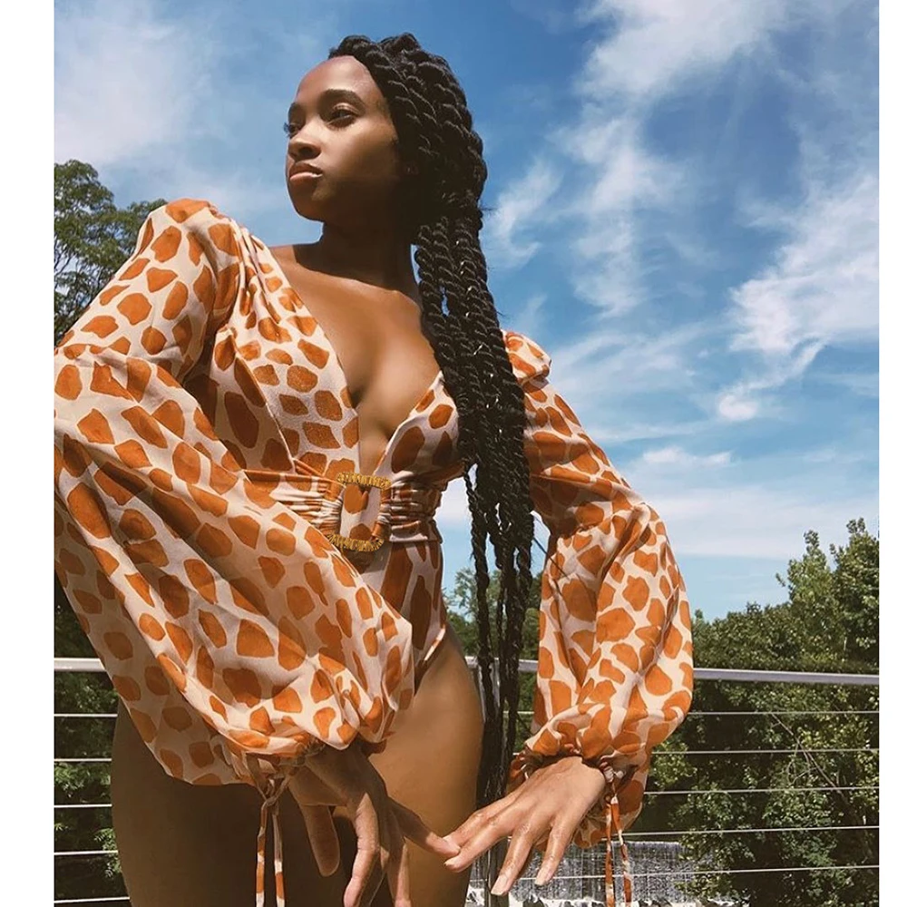 Винтажный слитный купальник женский с длинным рукавом 2021 купальный костюм