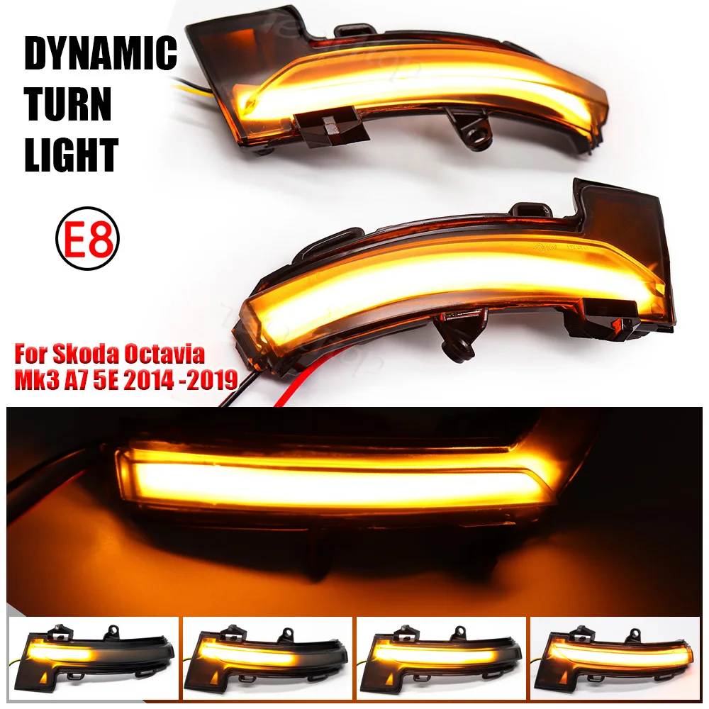 

For Skoda Octavia Mk3 A7 5E 2014 -2019 Dynamic LED Turn Signal Light Side Wing Mirror Indicator Directly Replace Original OEM