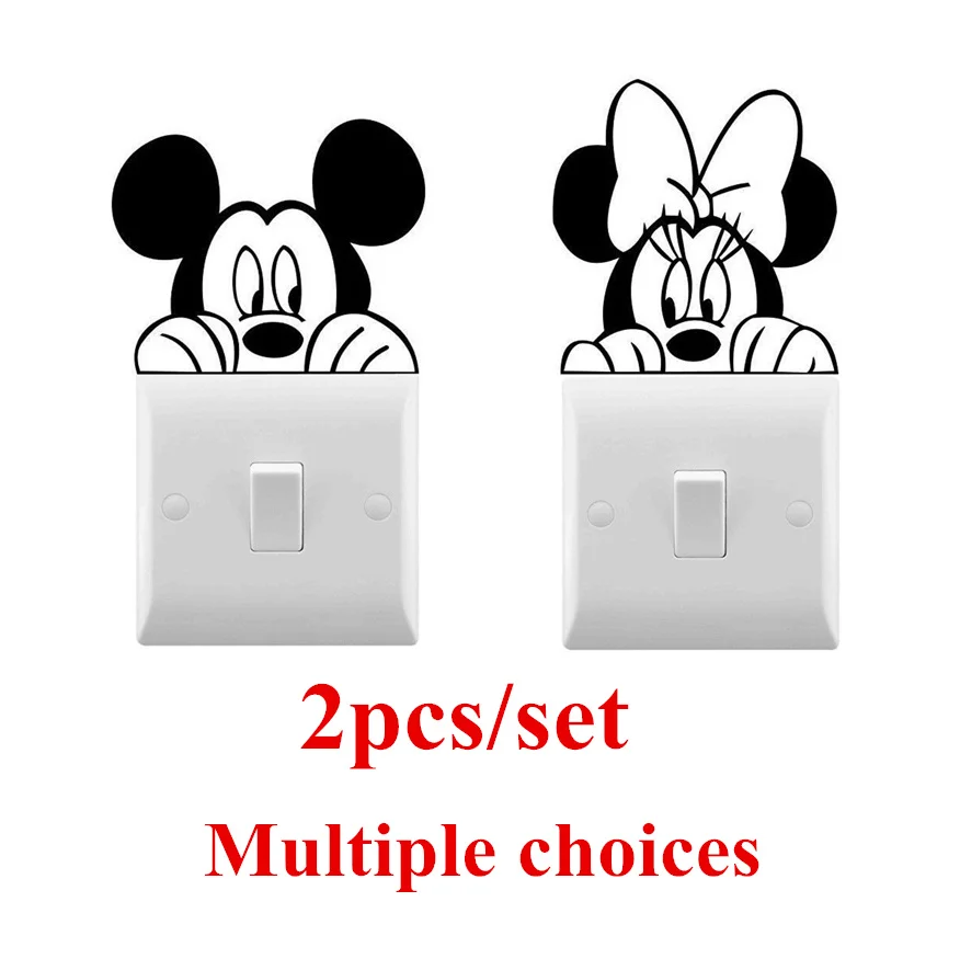 2 шт./компл. Микки и Минни Маус настенные виниловые обои Стикеры милый светильник