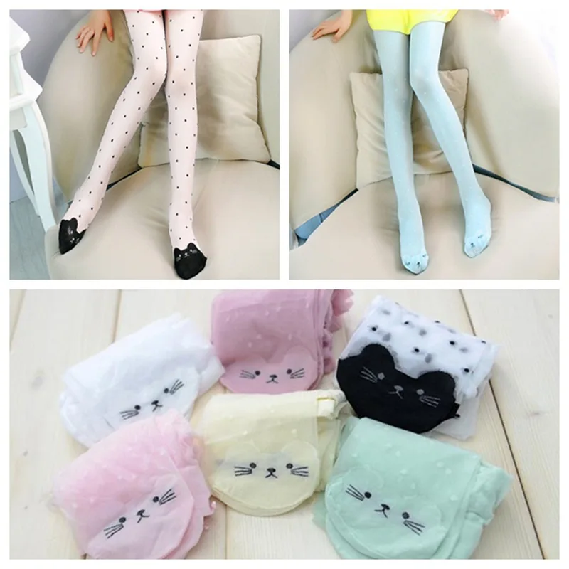 

1-9Y summer cute cat girl pantyhose children 15D stockings kids baby pantyhose cartoon characters thin tight long stockings