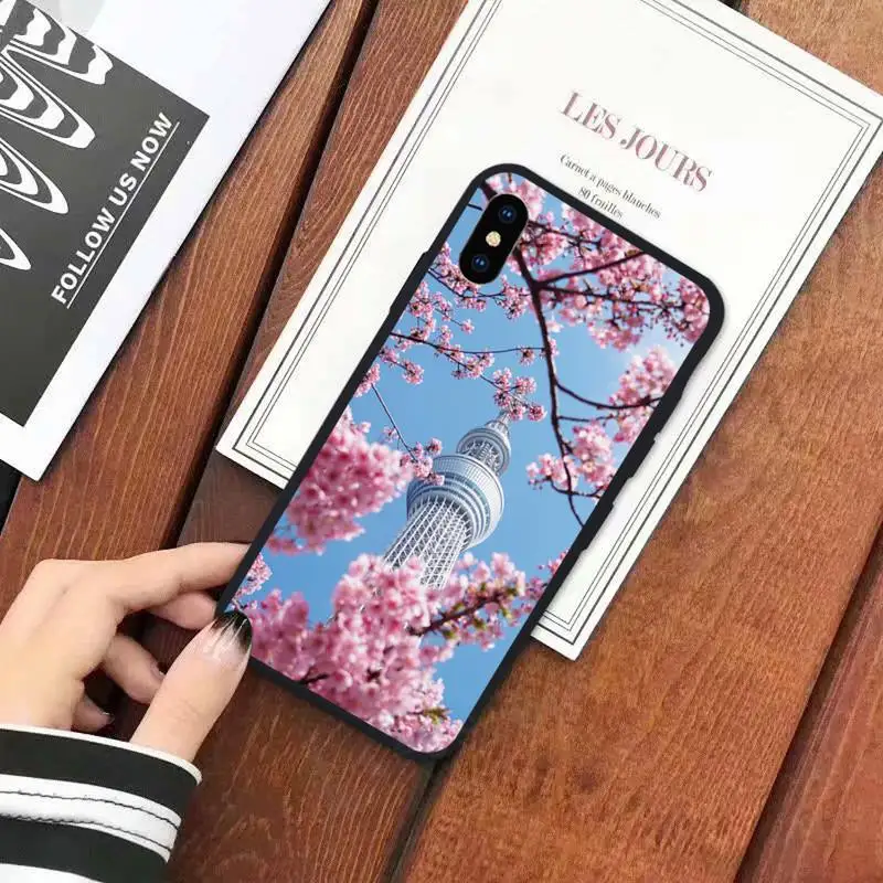 

Sakura Pink Flower pattern luxury high quality Phone Case shell for iPhone 11 12 mini pro XS MAX 8 7 6 6S Plus X 5S SE 2020 XR