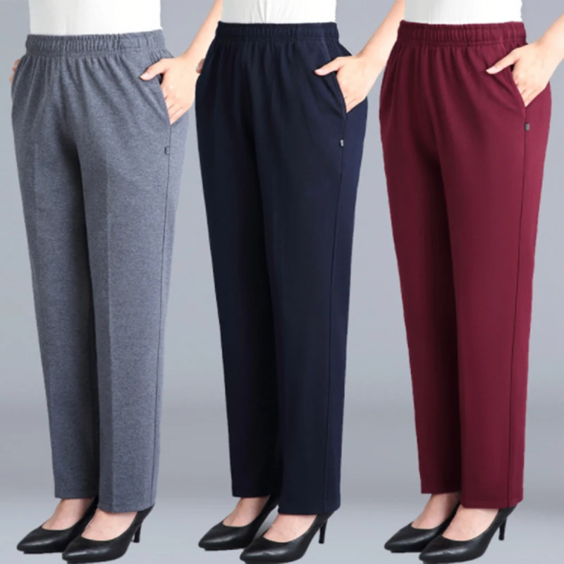 

Middle-aged Women Trousers Casual Loose Elastic Waist Pants Large Size Warm Female Spring Autumn Winter Pants Pantalon Femme 5XL