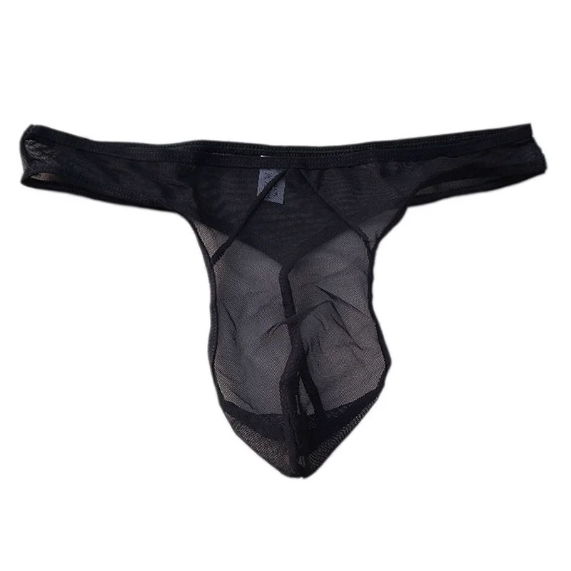 Сексуальные мужские прозрачные трусики стринги с трехмерным вырезом сетчатые