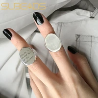 subeads 925 sterling silver women signet ring chunky round top initial letter stamp opening adjustable ring party jewelry gift