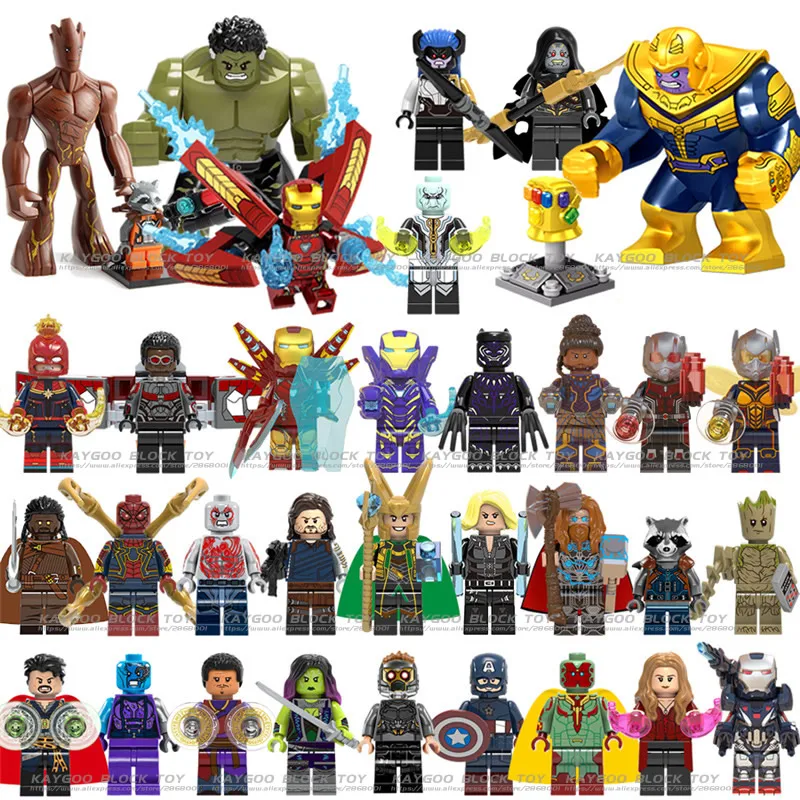 35pcs 34 шт./лот, строительные блоки Marvel, супергерои, Мстители, DC, Человек-паук, Бэтмен, Железный человек, танос, Тор, модели, набор кирпичей, детская игрушка - Цвет: 35pcs