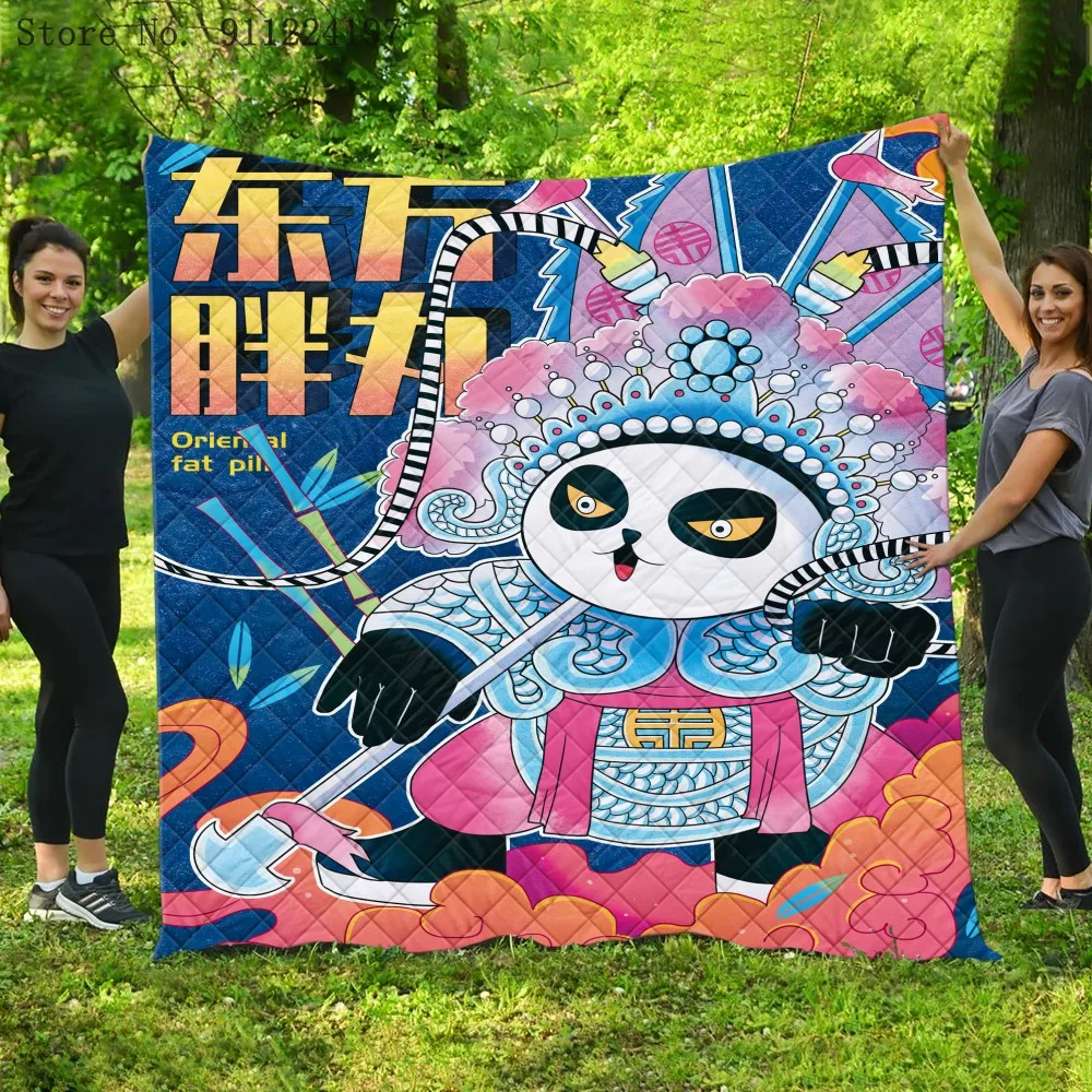 

Panda Illustration Print Bedspread Summer Drama Blanket Comforter Bed Cover Quilting Home Textiles Suitable For Children Adult