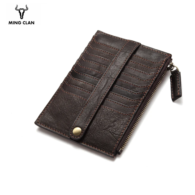 Женский кошелек из натуральной кожи кредитница на молнии с кармашком для мелочи