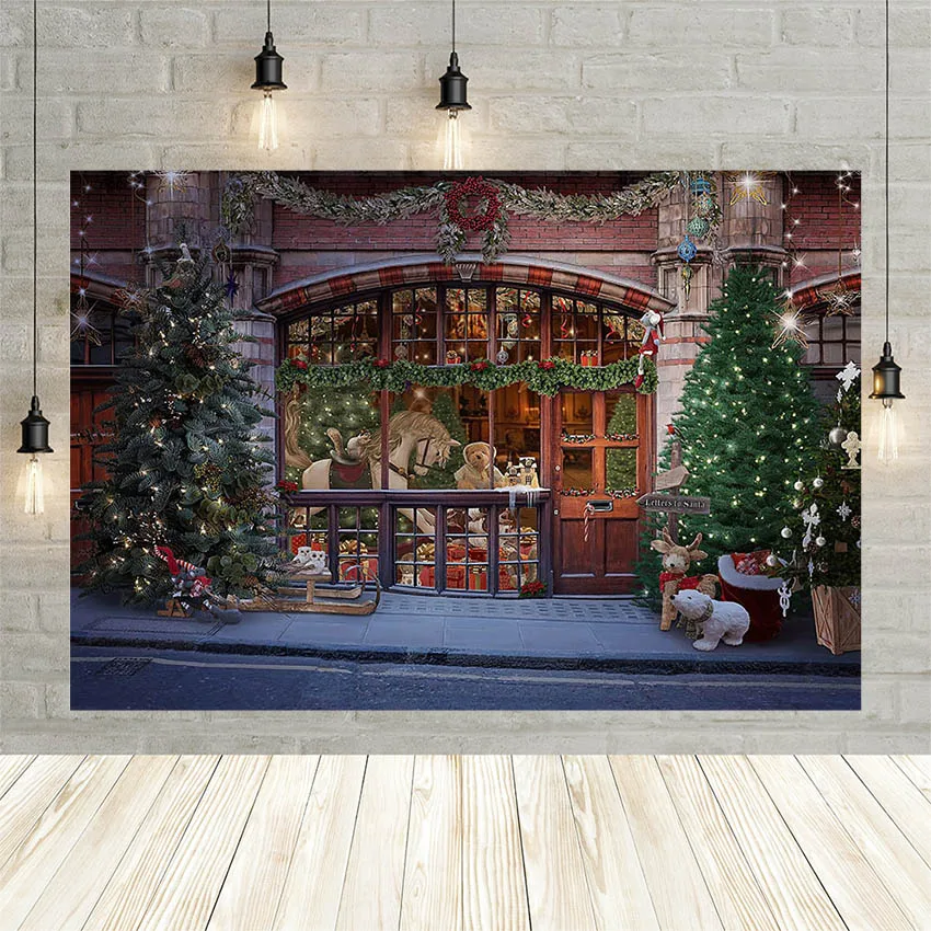 

Рождественский фон Avezano для фотосъемки, Блестящее дерево, улица, игрушка, магазин, окно, детский портрет, украшение, фон для фотосъемки