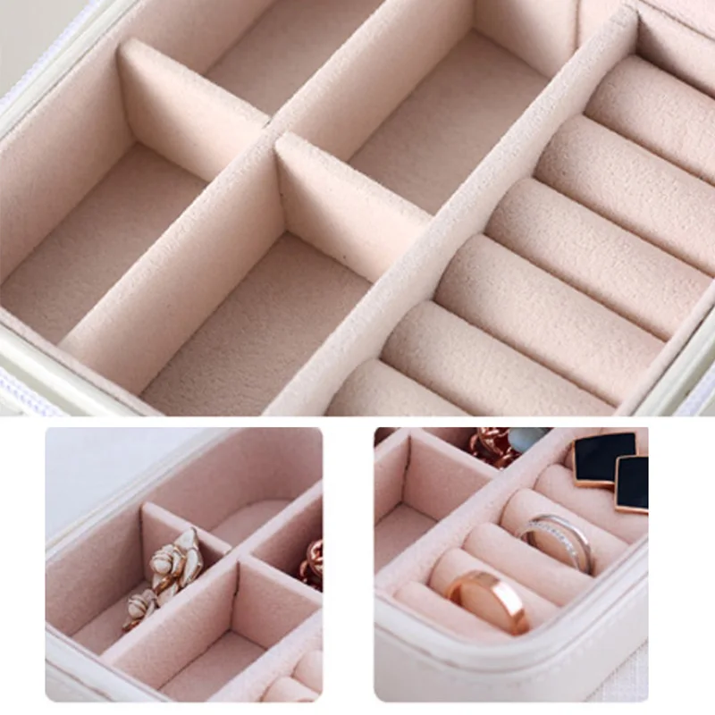 

s_PU Simple Storage Earrings Earrings Ring Jewelry Box Single Layer With High Quality