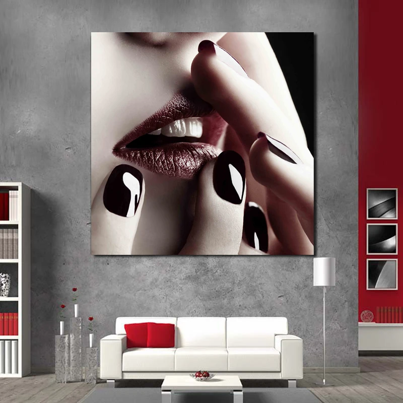

Nail Art Red Lips Wall Canvas Minimalist Nordic Posters Prints Painting Oil Wall Pictures Living Room Modern Home Decor Artwork