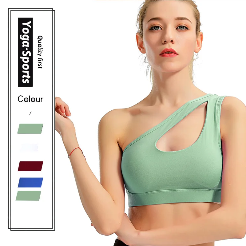

Nylon Women Sports Bra Sports Underwear Shockproof Bra Female One Shoulder Tops Quick Drying Gym Running Underwear Yoga Bra