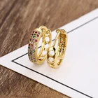 Женские серьги-кольца Радуга, из меди и фианита