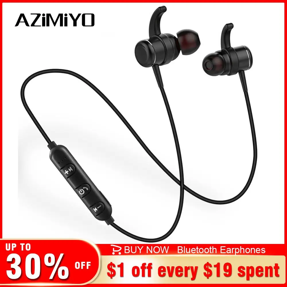 Беспроводные Bluetooth наушники AZiMiYO T1 металлические басовые с шейным ремешком
