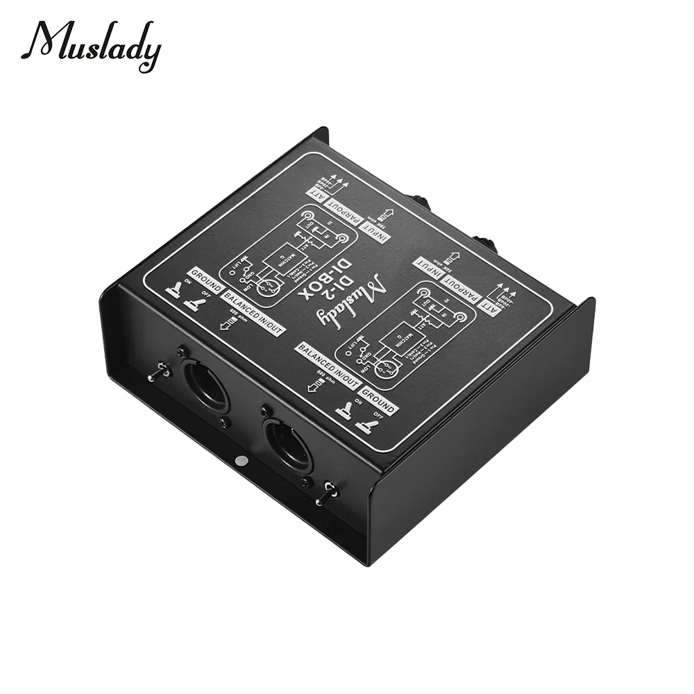 Muslady DI 2 Профессиональный двухканальный пассивный Box прямой впрыск аудио коробка