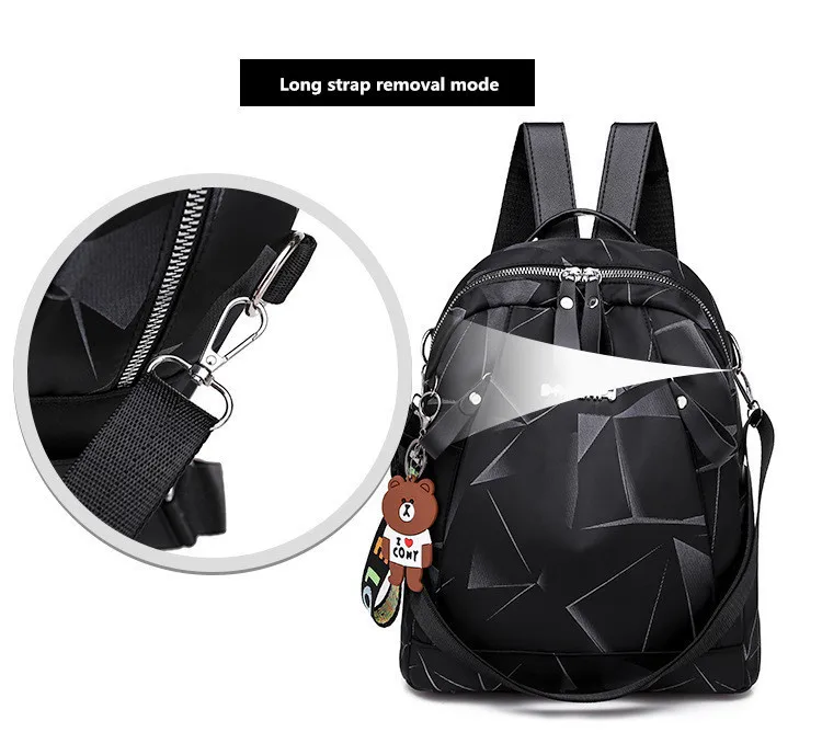 Черный геометрический водонепроницаемый Оксфорд Back Pack маленькие рюкзаки для женщин девочек подростков пакет школьной сумки женщина колледж