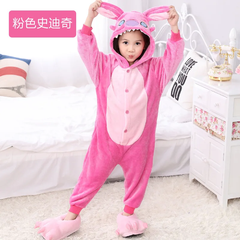 Pink stitch Kuguurumi/комбинезон для детей; Пижама с единорогом; Детский костюм с рисунком панды из аниме для мальчиков и девочек; зимняя одежда для костюмированной вечеринки с единорогом; детская пижама - Цвет: Pink stitch