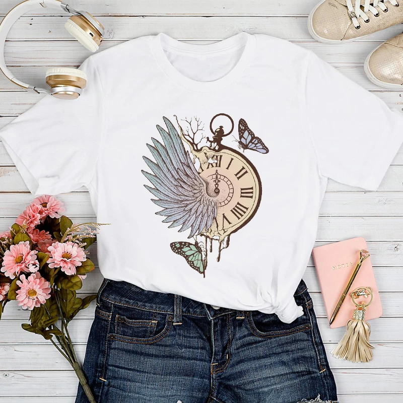 

T-shirts Women Floral Flower Ladies Trend Style Cute Summer Spring 90s Tshirt Top Lady Graphic Female Print Clothes Tee T-Shirt