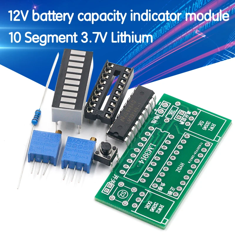

LM3914 10 Segment 3.7V Lithium 12V Battery Capacity Indicator Module Power Level Tester LED Display Electronic DIY Kits
