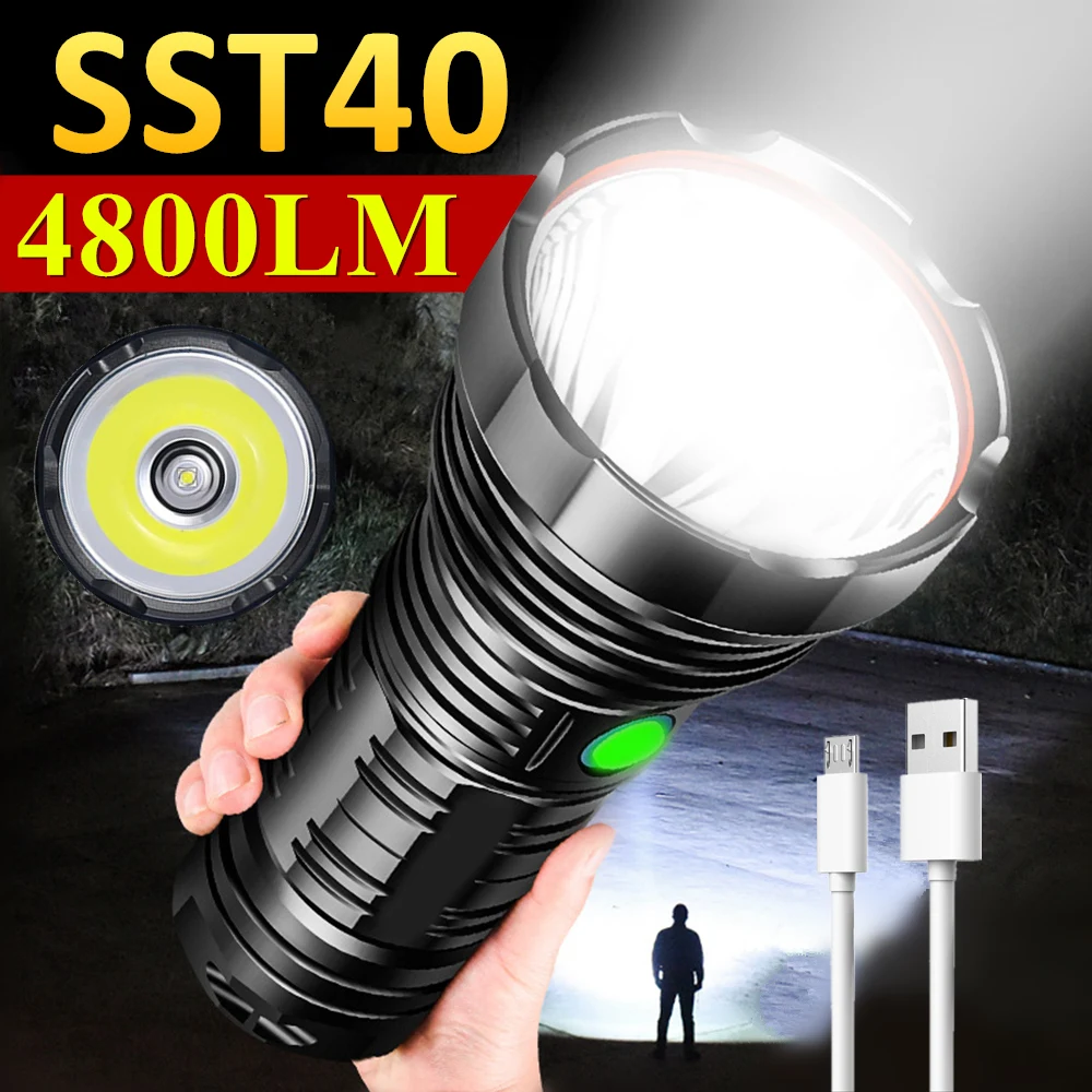 

LUMINUS SST40/T20 4800LM Outdoor Searchlight USB Charging Camping Tactical Torch Professional Hunting LED Powerful Flashlight