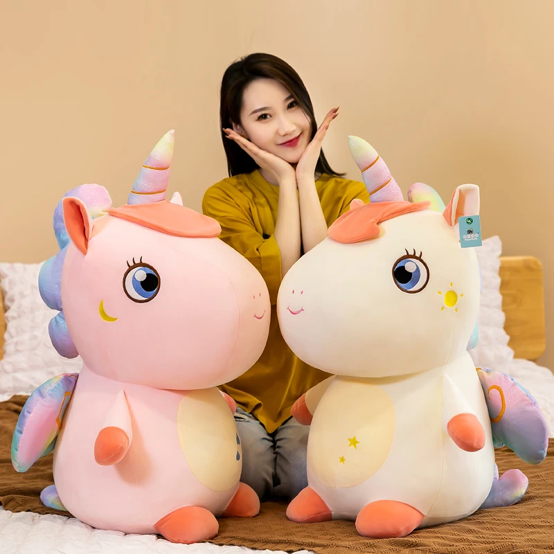 

Kawaii Plushie Unicorn with Wings Plush Toy Big Unicorn Plush Pillow Stuffed Soft Animal Embracable Doll Baby Girl Birthday Gift